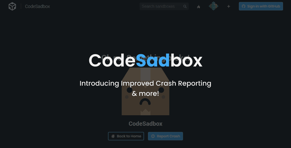 CodeSadbox - Introducing improved Crash Reporting!