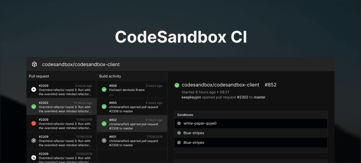 Announcing CodeSandbox CI and all-new Embeds