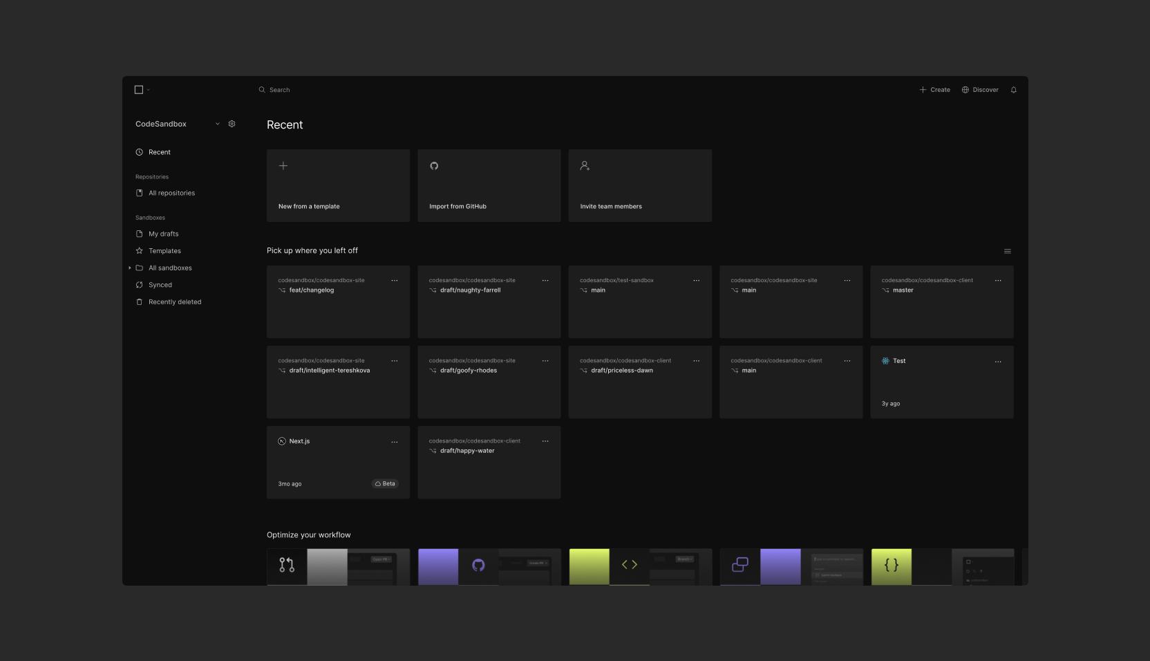 New dashboard, repositories and cloud sandboxes