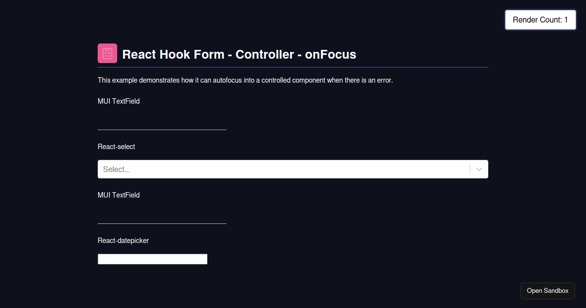 React Hook Form - Controller auto focus with React-select