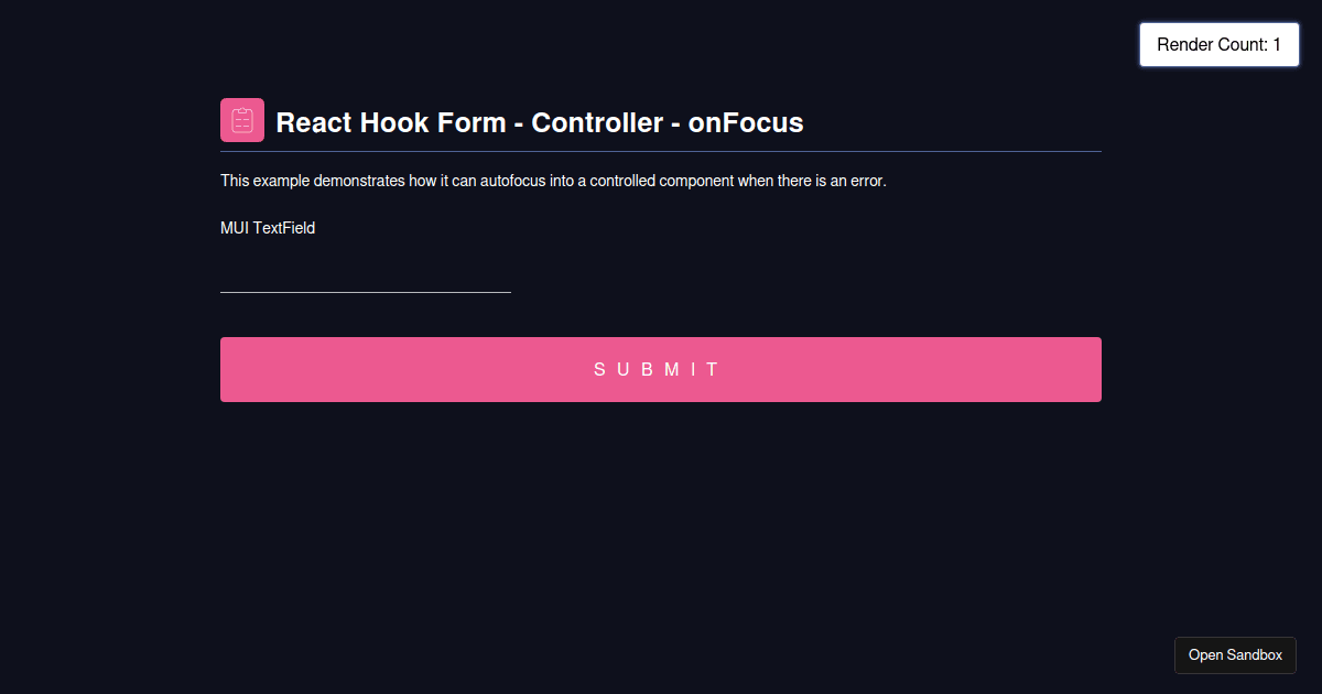 React Hook Form - Controller auto focus