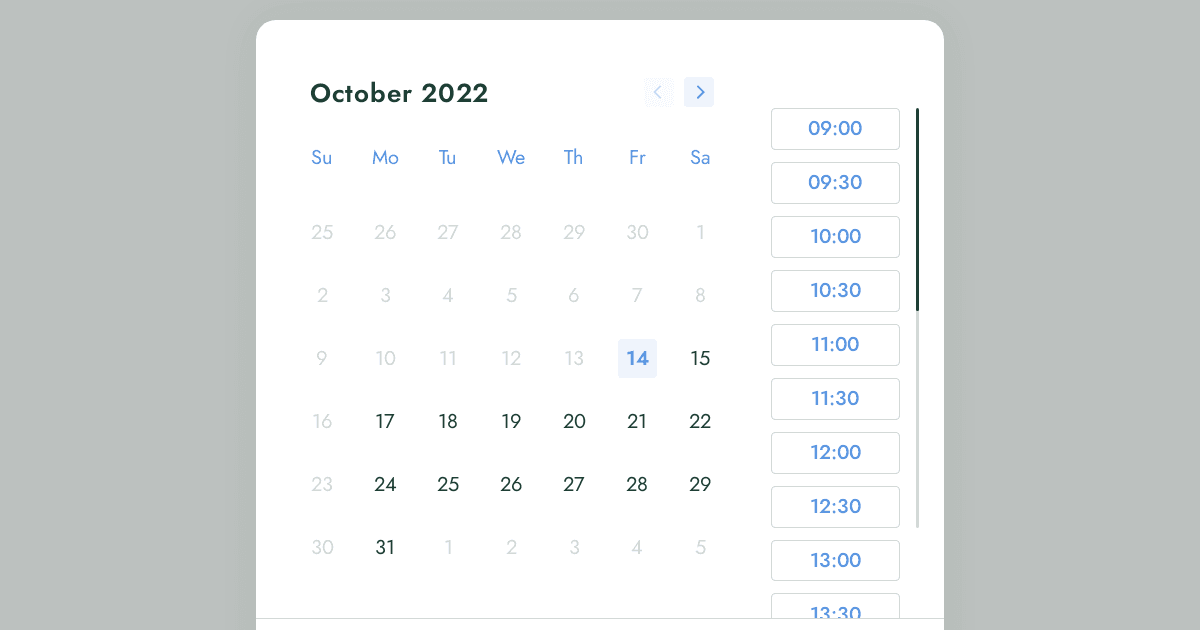 v-calendar + time selector