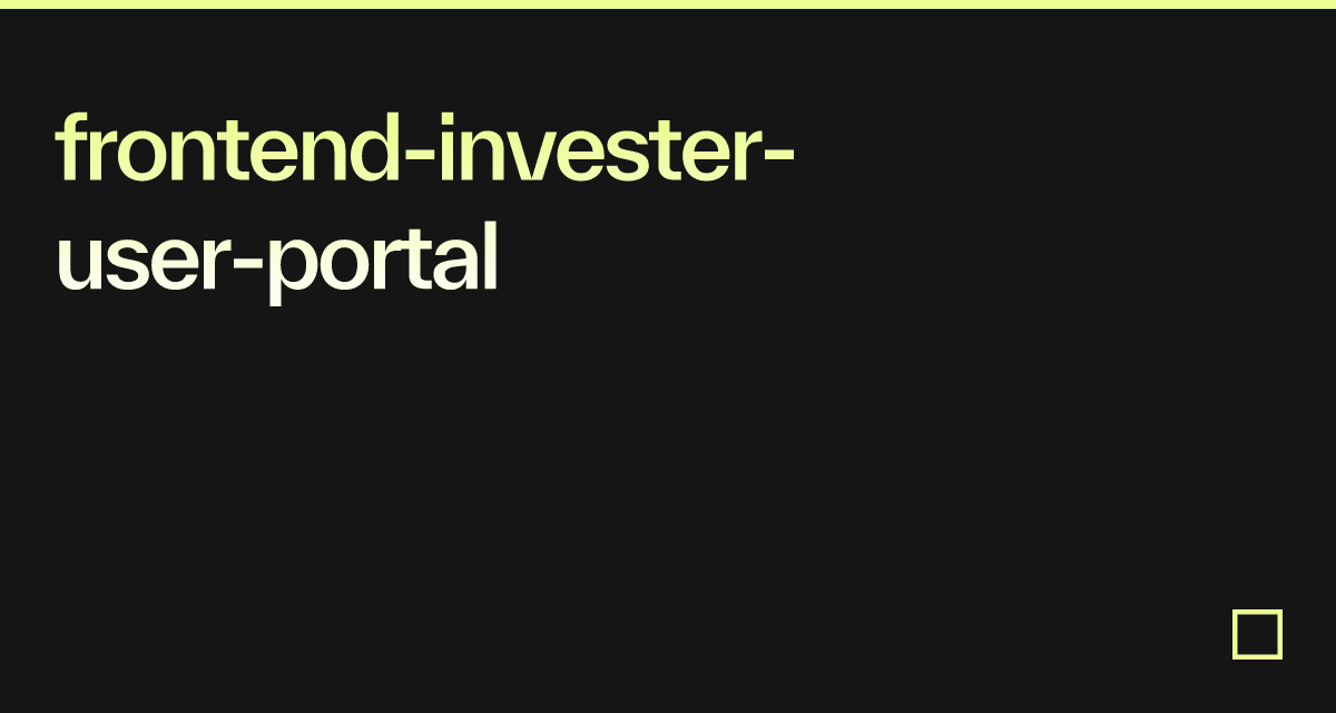frontend-invester-user-portal