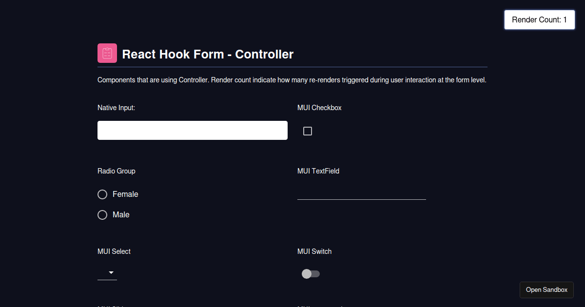 React Hook Form - Controller - 6.0.1