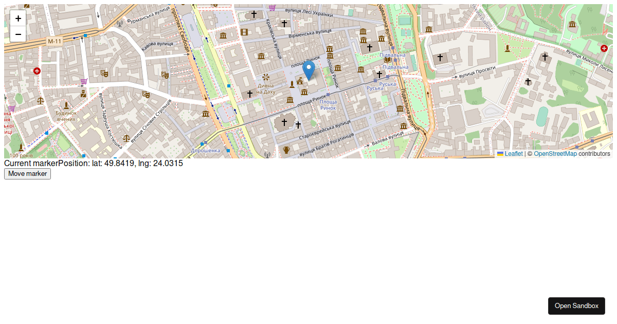 React Leaflet Map with marker