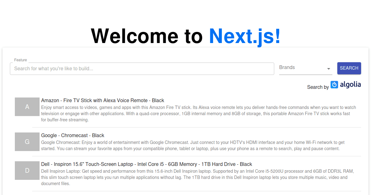 Next.js InstantSearch