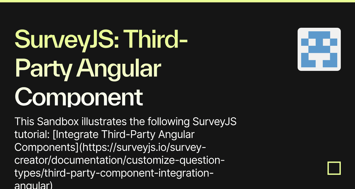 SurveyJS: Third-Party Angular Component Integration (forked)
