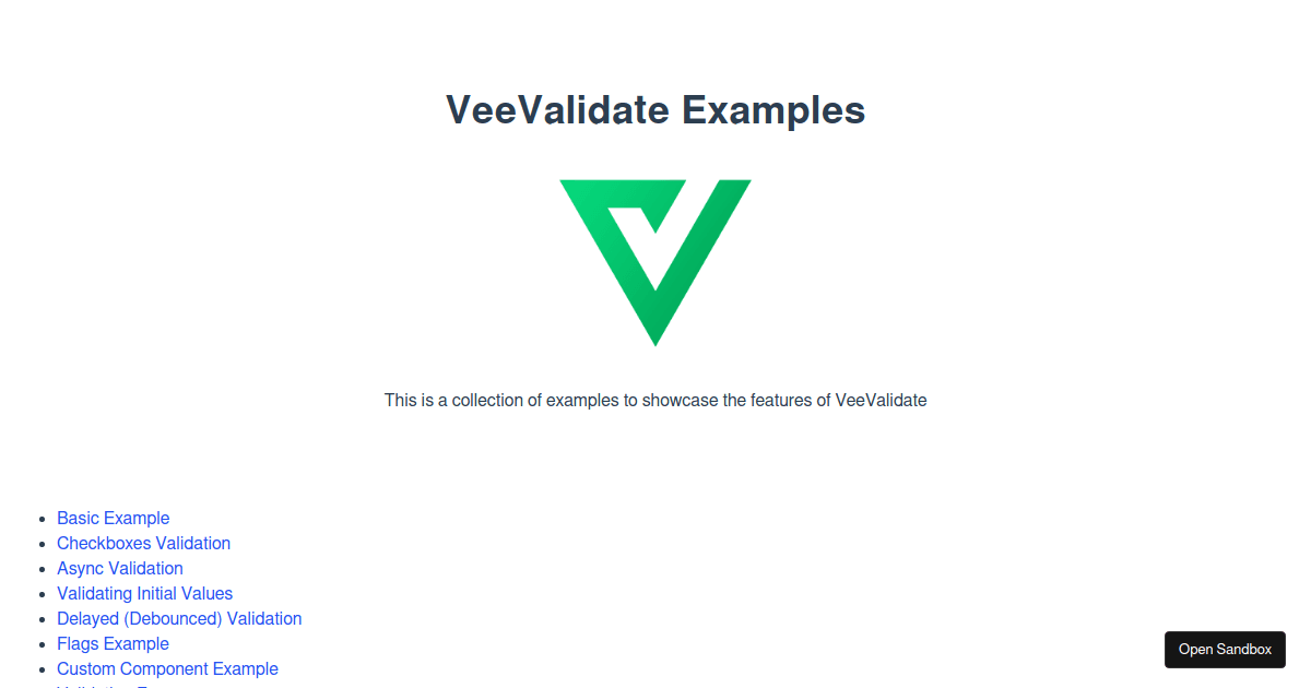 vee-validate examples - CodeSandbox