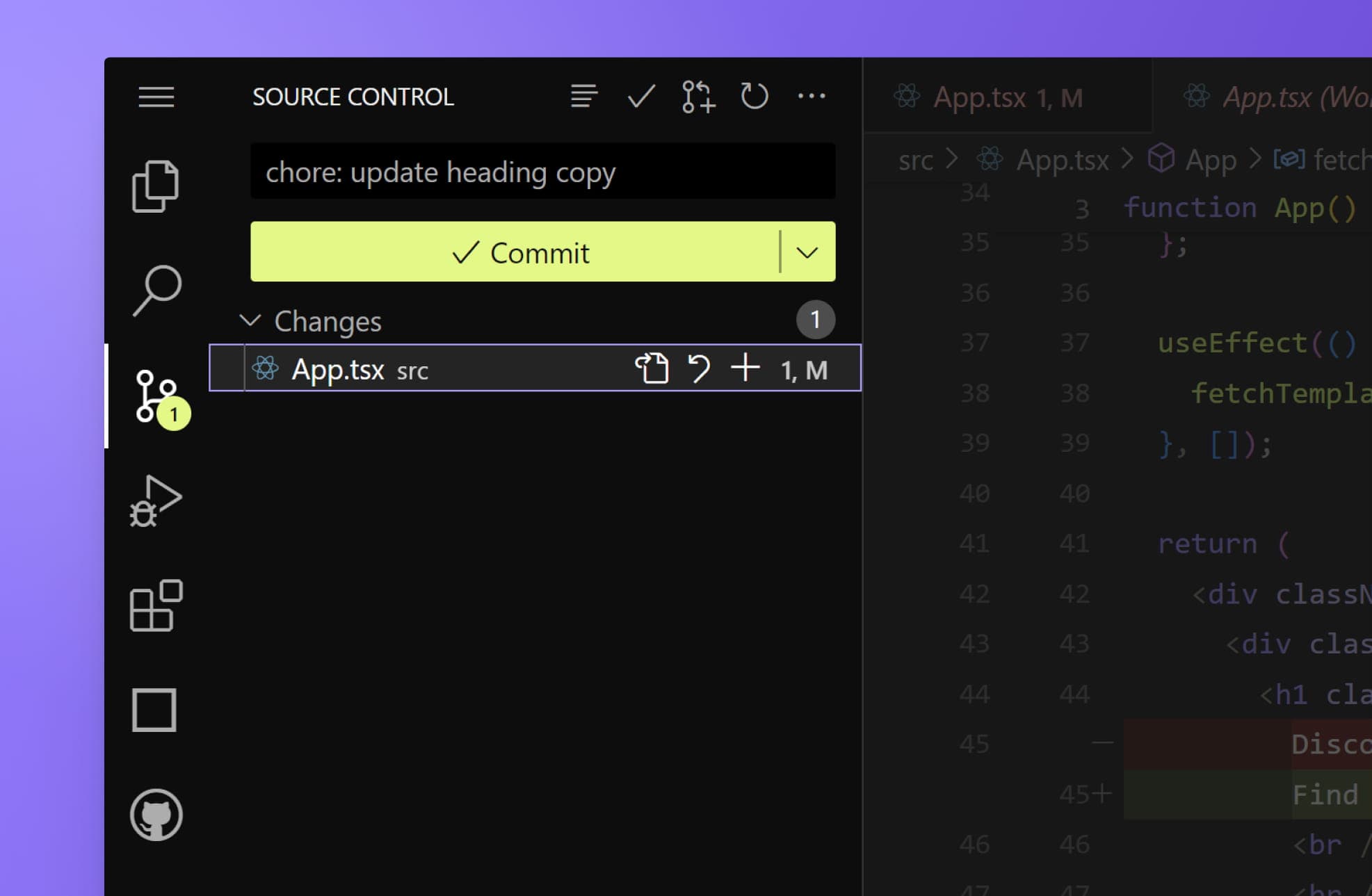 Source Control panel