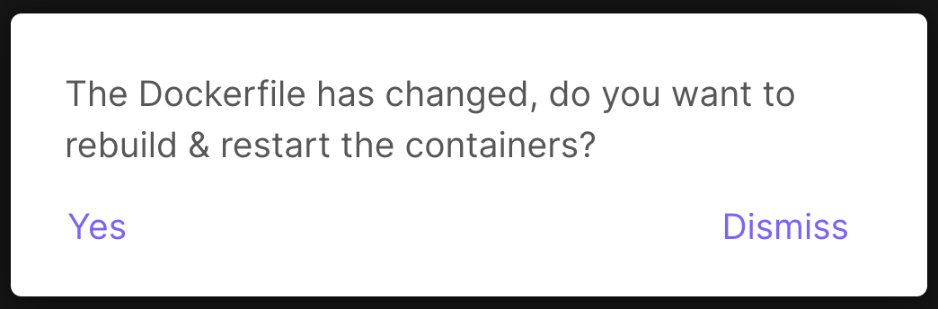 Notification for rebuilding the container